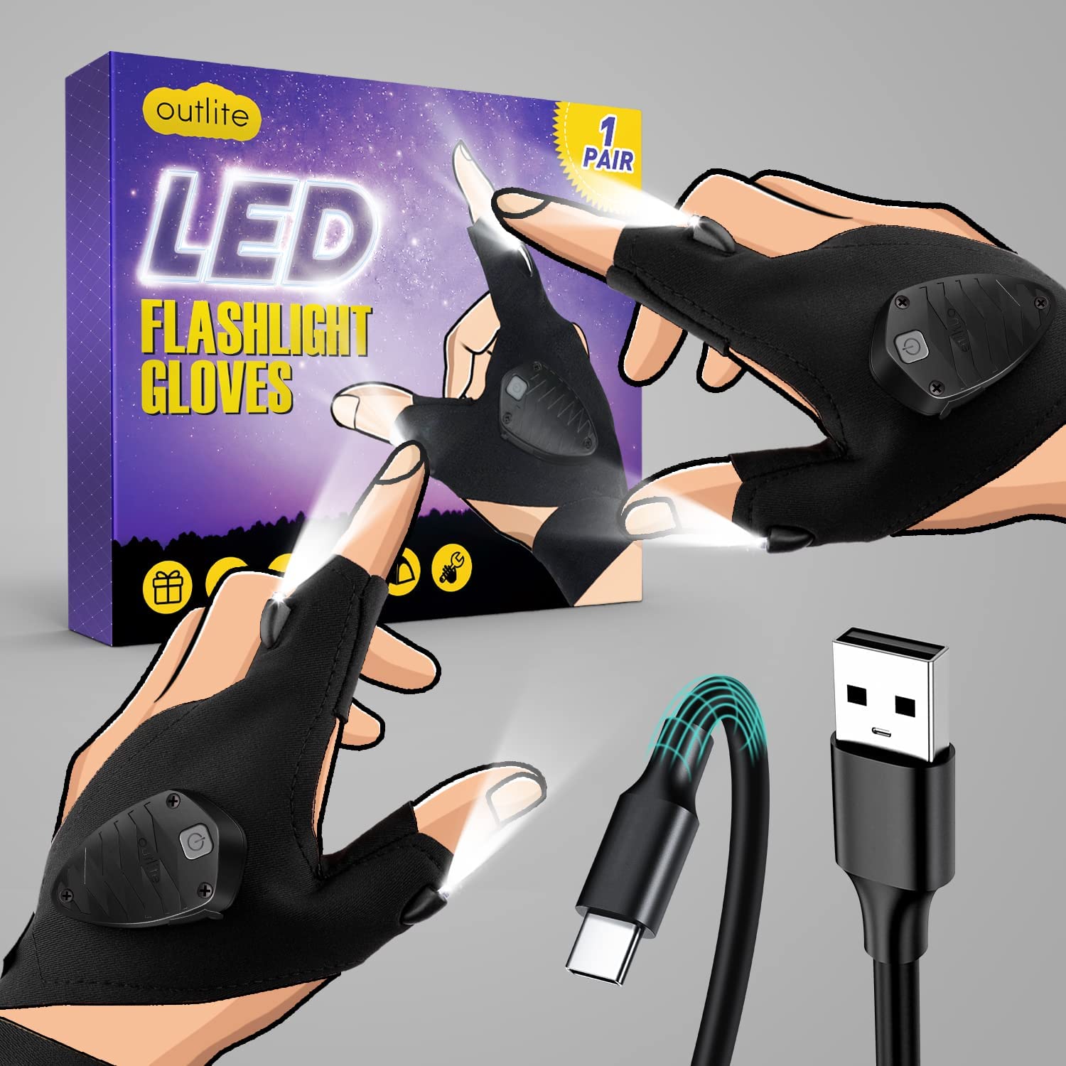 LED Flashlight Gloves